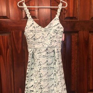 Charming Blossom Full Crochet Dress in Mint